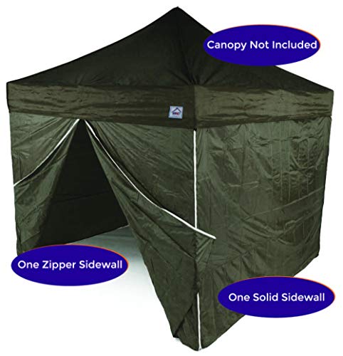 Impact Canopy مجموعة جدران خيمة كانوبي 10 أقدام من إمباكت، جدار جانبي صلب واحد وجدار جانبي بسحاب في المنتصف فقط، أسود - Image 2