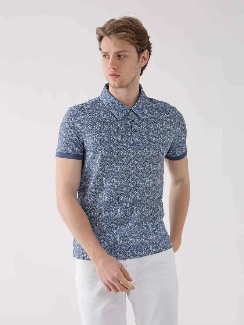 Navy Blue Men's Slim Fit Polo Neck Tshirt