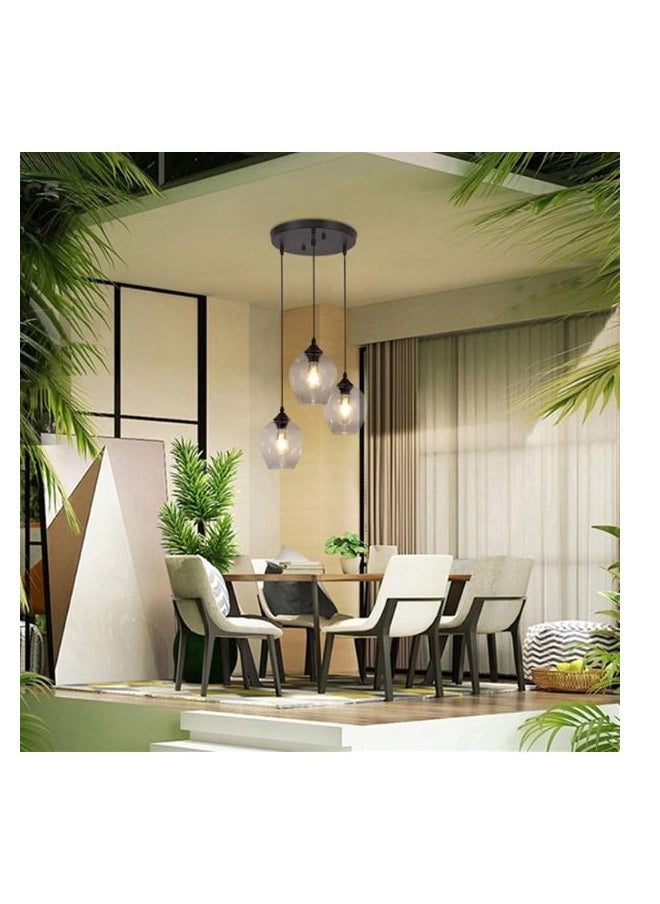 A F N Lighting - A F N LIGHTINGS 3-Light Modern Glass Chandelier, Contemporary Decorative Pendant Lamp for Home, Hotel, and Kitchen Island, Industrial Metal Hanging Light, Retro Loft Style Simple Ceiling Fixture - Image 1
