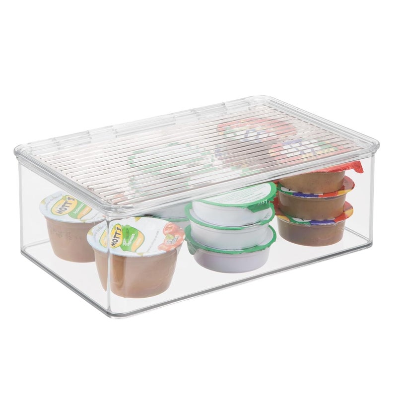 InterDesign iDesign BPAFree Plastic Pantry and Kitchen Storage Stackable Freezer and Fridge Organizer Lidded Bin 725 x 1075 x 375 Clear - Image 2