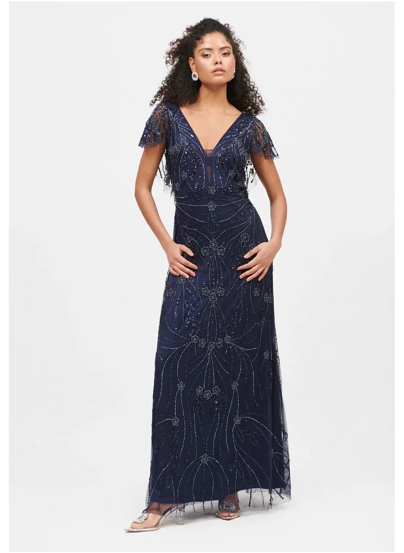BEAUUT Cassie Embellished V-Neck Dress