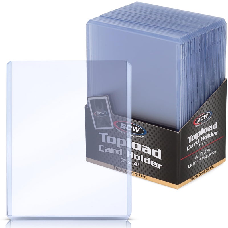 BCW 59 PT Thick Card Top Loaders | Protective Thick Toploaders for Trading Cards Up to 59PT | Rigid Card Toploader for Memorabilia & Collectibles | 100 Pack - Image 1