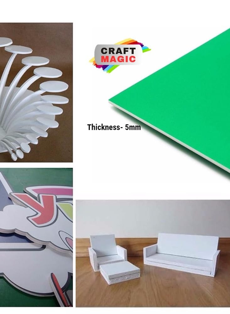 CRAFT MAGIC A3 Foam Boards, 5mm Thickness – Foam Core Backing Board, Polystyrene Signboard, Poster Board, Mat Board for Presentations, School Projects, Office Displays, Art & Craft, DIY Projects (Pack of 4, GREEN) - Image 3