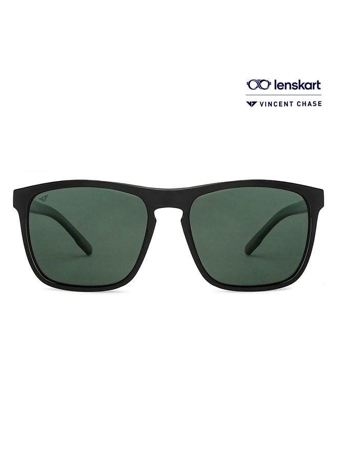VINCENT CHASE Unisex VINCENT CHASE By Lenskart | Mirage Full Rim Wayfarer Frame Polarized & UV Protected Sunglasses VC S13981 - 57mm - Black - Image 1