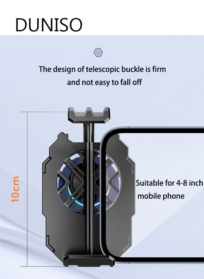 DUNISO Mobile Phone Radiator Cell Phone Cooler Portable Phone Radiator With Light Mobile Phone Cooling Fans Rechargeable Cellphone Cooling Fan Accessories With Stand for Game Player - Image 5