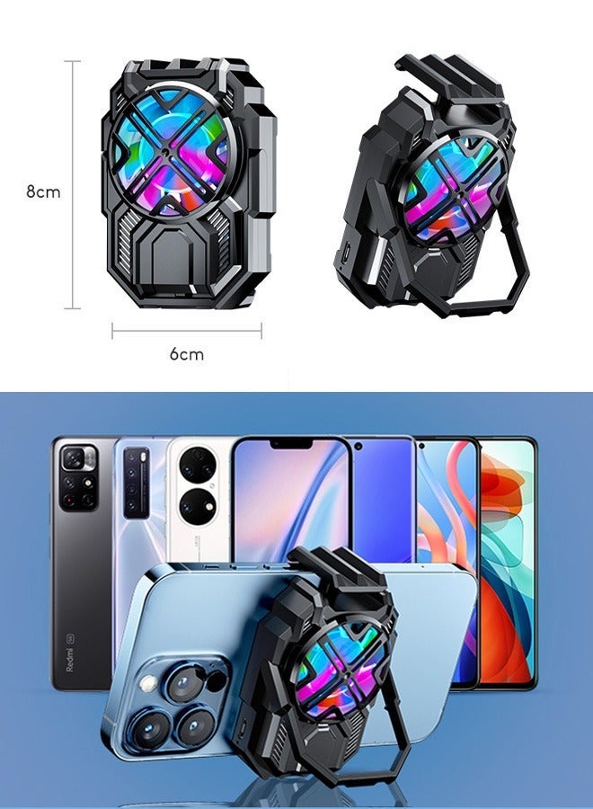 DUNISO Mobile Phone Radiator Cell Phone Cooler Portable Phone Radiator With Light Mobile Phone Cooling Fans Rechargeable Cellphone Cooling Fan Accessories With Stand for Game Player - Image 3