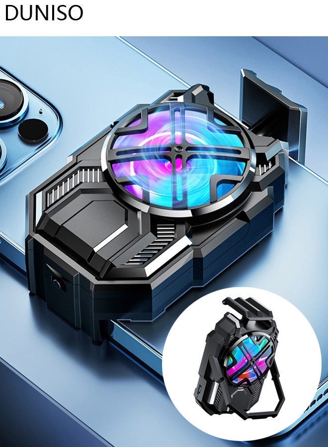 DUNISO Mobile Phone Radiator Cell Phone Cooler Portable Phone Radiator With Light Mobile Phone Cooling Fans Rechargeable Cellphone Cooling Fan Accessories With Stand for Game Player - Image 1