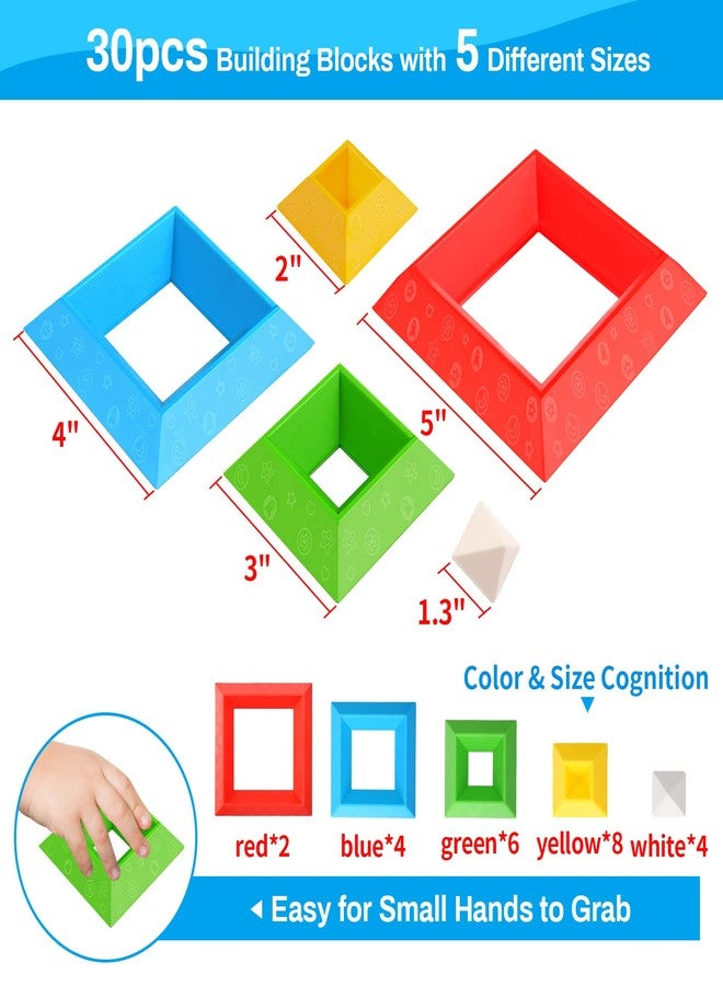 Hieoby Montessori Toys for 1 2 3 4 Year Old Boys Girls Toddlers Preschool Learning Activities 30Pcs Building Blocks Stacking Educational Toys STEM Sensory Gifts for Kids Age 1-2 2-4 - Image 5