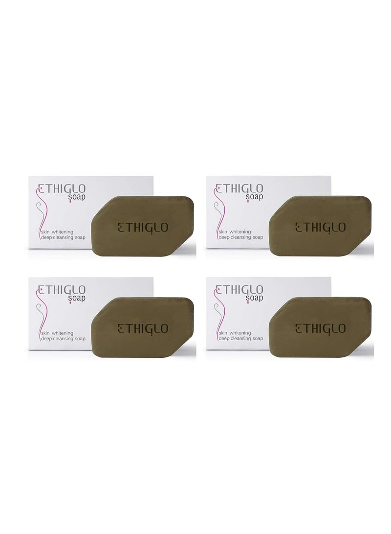 Ethiglo Deep Cleansing Soap for All Skin Types | Helps Reduce Acne Scars, Dullness, Tanning & Pigmentation | Leaves Skin Soft & Smooth | Pack of 4 (75g) - Image 1