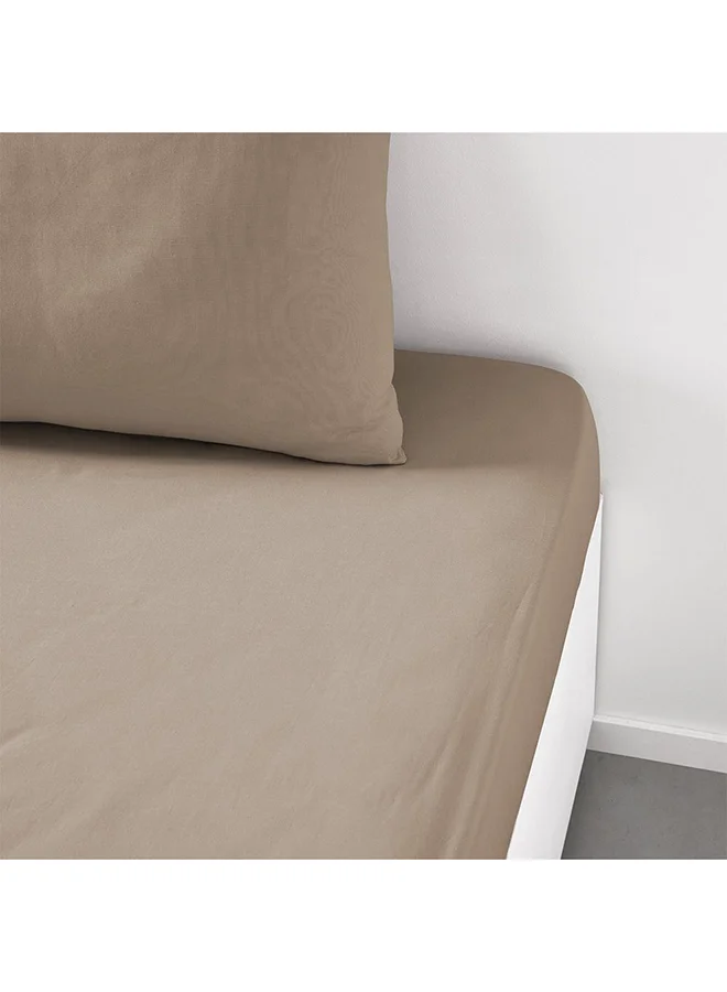 DANUBE HOME Danube Home Pristine Fit Double Fitted Sheet Beige 120x200cm | 100% Cotton-144 Thread Count Bedding Cover For Bedroom