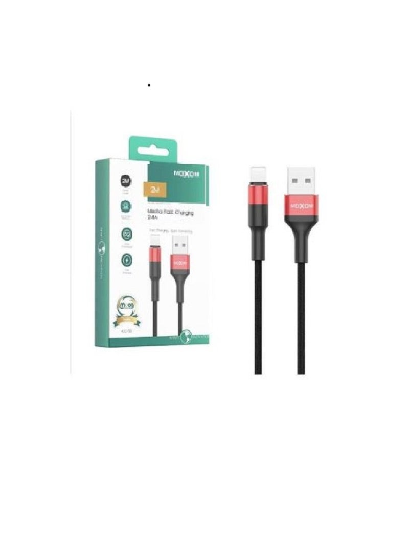 MOXOM Mecha Fast Charging 2.4A Cable For Iphone Lightning Black 2m CC-54  - Image 1