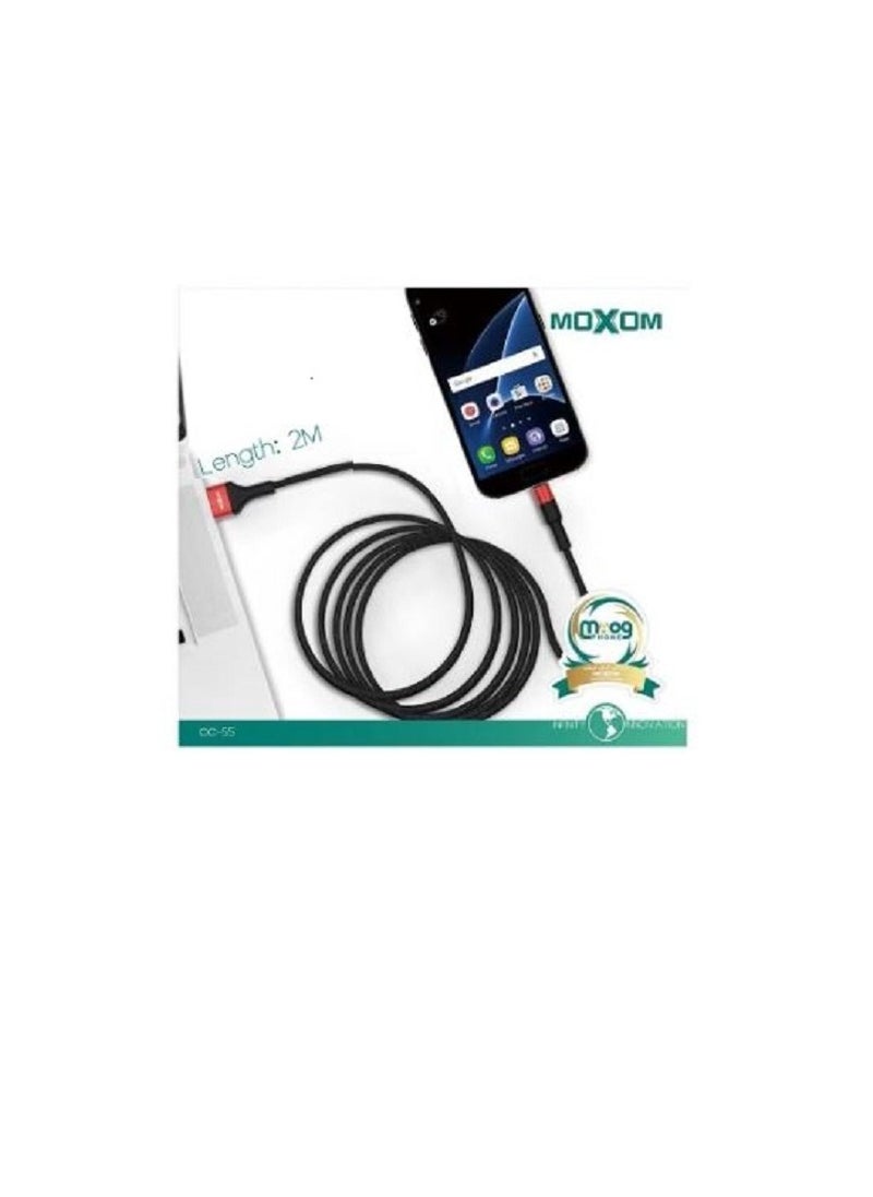 MOXOM Mecha Fast Charging 2.4A Cable For Iphone Lightning Black 2m CC-54  - Image 2