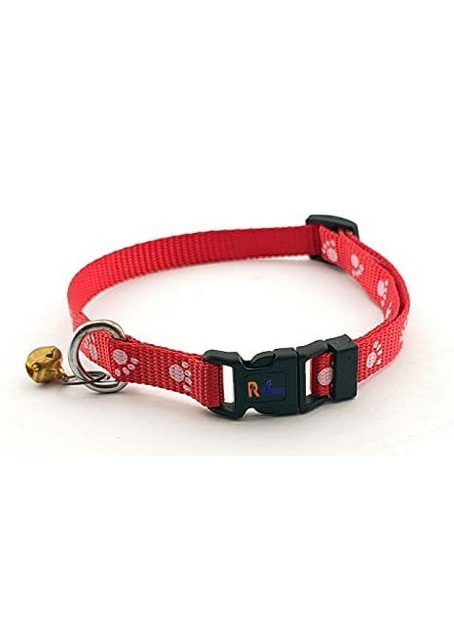 طوق قطط مع جرس، طوق ناعم قابل للتعديل وآمن، قوي ومتين، قابل للفصل، رباط عنق لطيف للقطط مع بصمة مخلب للجراء والقطط (أحمر) - Image 1