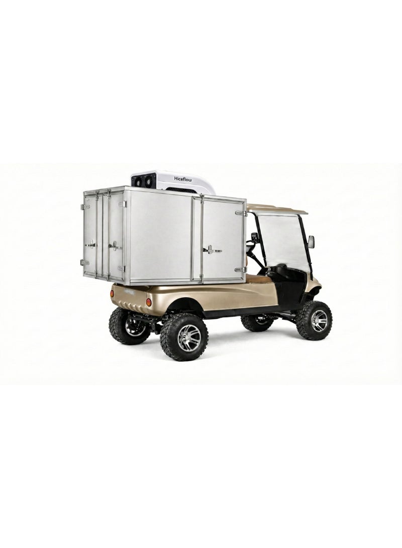 EPIC F&B/Room Service (Cooling Unit) 2-Seater Lifted Electric Golf Cart with Lithium Battery 150Ah & Standard Tires | Catering LSEV (Golden) - Image 1