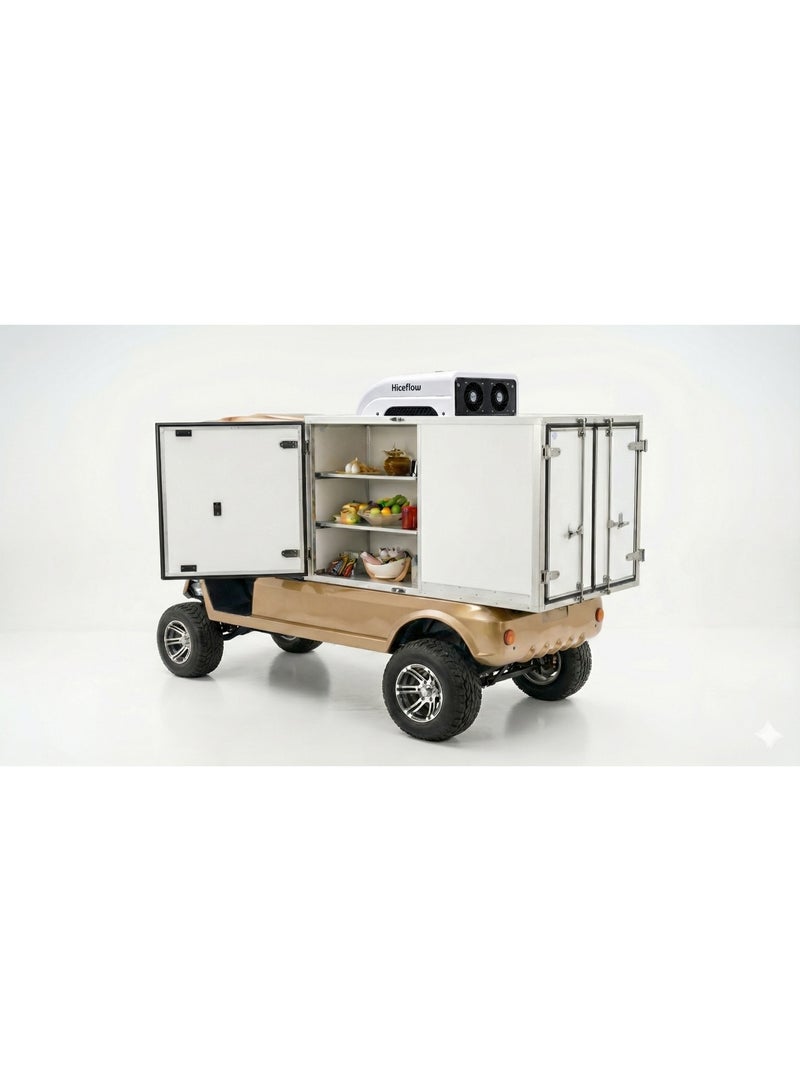 EPIC F&B/Room Service (Cooling Unit) 2-Seater Lifted Electric Golf Cart with Lithium Battery 150Ah & Standard Tires | Catering LSEV (Golden) - Image 3