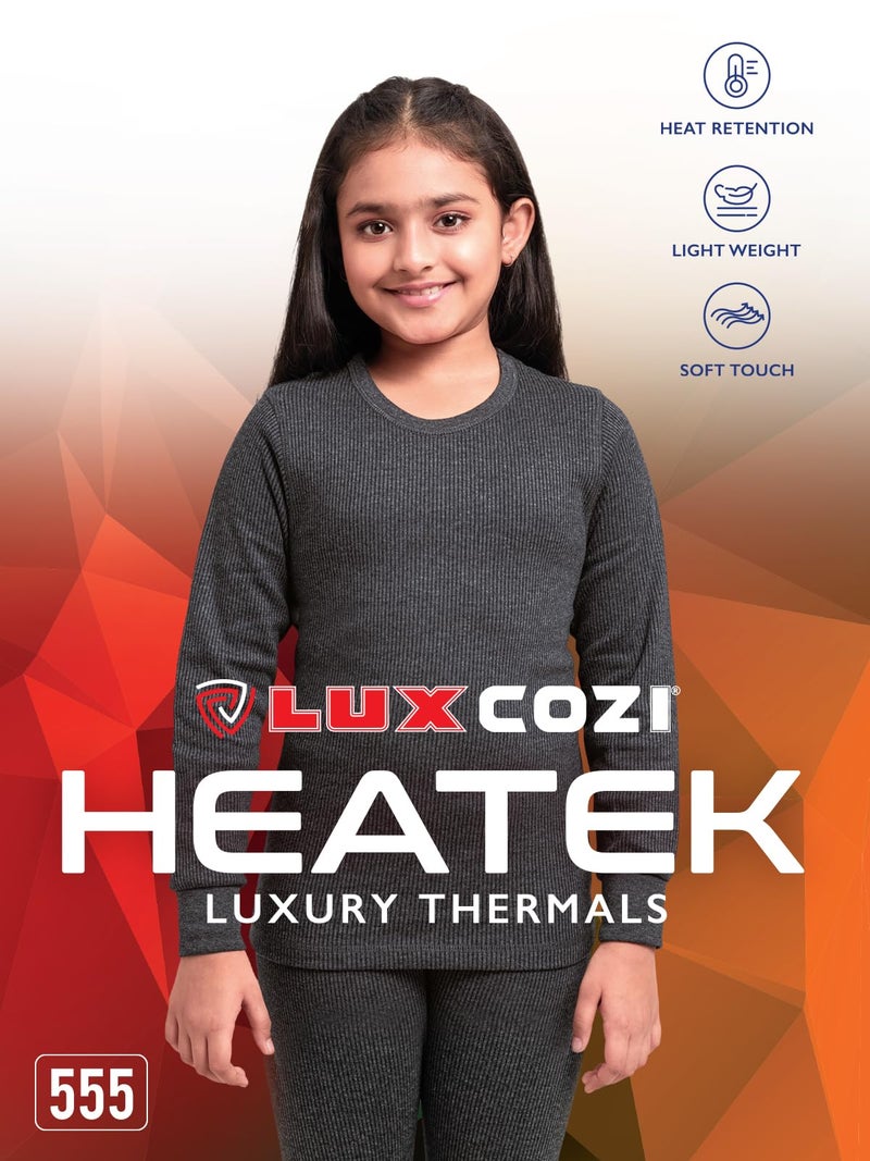 Lux Cozi HEATEK Girl's Round Neck Full Sleeves Thermal Set_HEATEK_555_Girls_FSO_TRO_BM_45_Set - Image 4
