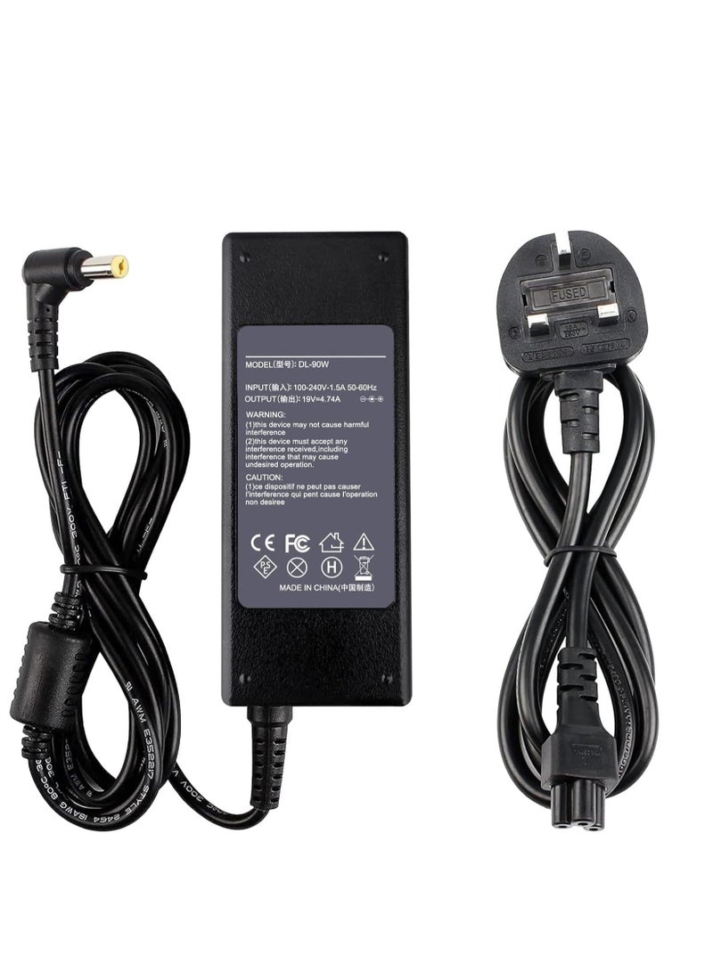 Terabyte US Plug AC Adapter 19V 4.74A 90W for Acer Laptop, Output Tips: 5.5x1.7mm - Image 1
