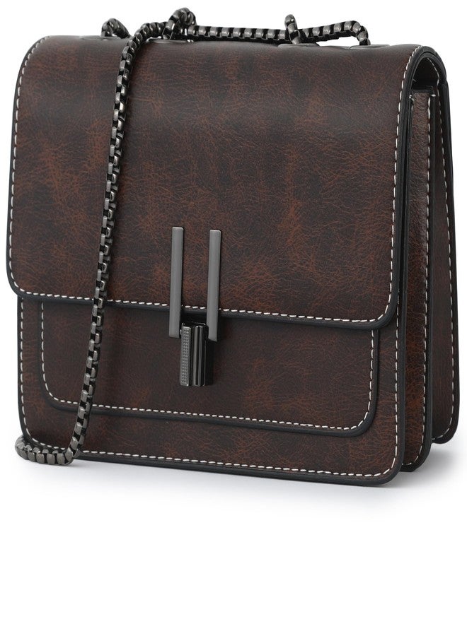 sqlp Crossbody Bags for Women Vegan Leather Small Purses Daily Use Woman Cute Designer Shoulder bag, Coffee - Image 1