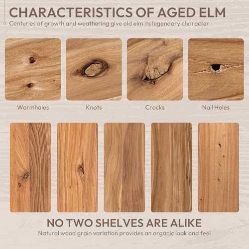 Marsmiles 24 inch Floating Shelves for Wall Solid Elm Wood Shelves|Rustic Wall Shelves with Invisible Heavy-Duty Bracket for Bathroom Living Room Kitchen|Natural, 2 Pack - Image 3