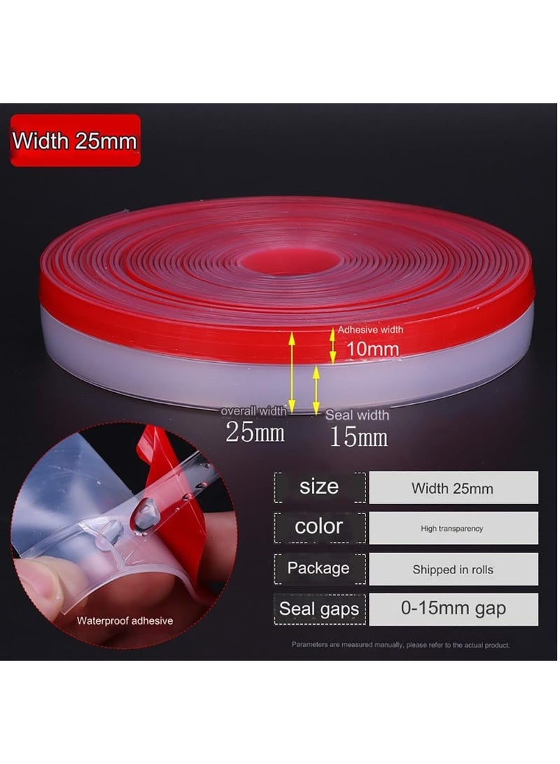 Rubik Silicone Door Sealing Strip, 25mm Width x 5m Length, Strong Adhesive Draft Stopper, Weatherproofing Seal for Door Bottom Gap, Garage Door, Sliding Window (Clear)  - Image 2