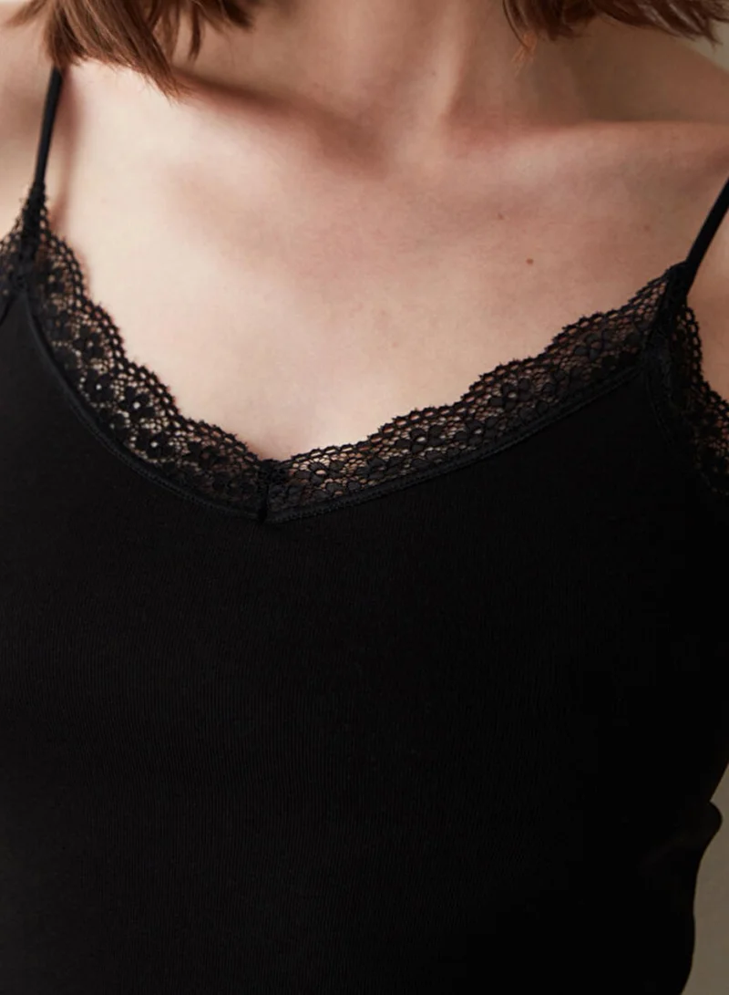 Penti Black Penti Black Thin Strap Lace Detailed Tank Top Camisole for Women | Best Price UAE