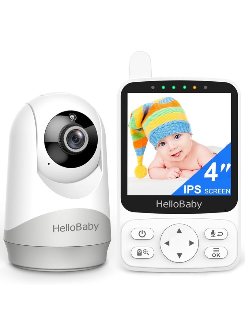 هالو بيبي جهاز مراقبة الأطفال HelloBaby بدون واي فاي، مزود برؤية ليلية تعمل بالصوت، وكاميرا IPS مقاس 4 بوصات مع صوت، وخاصية التحدث والاتجاه، وخاصية التحريك والإمالة، وبطارية تدوم حتى 26 ساعة، ومدى يصل إلى 300 متر، محمول للاستخدام في غرفة الأطفال والسفر. - Image 1