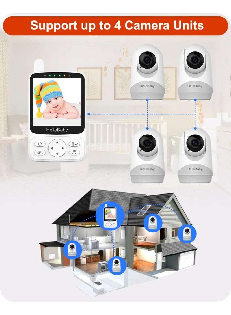 هالو بيبي جهاز مراقبة الأطفال HelloBaby بدون واي فاي، مزود برؤية ليلية تعمل بالصوت، وكاميرا IPS مقاس 4 بوصات مع صوت، وخاصية التحدث والاتجاه، وخاصية التحريك والإمالة، وبطارية تدوم حتى 26 ساعة، ومدى يصل إلى 300 متر، محمول للاستخدام في غرفة الأطفال والسفر. - Image 2