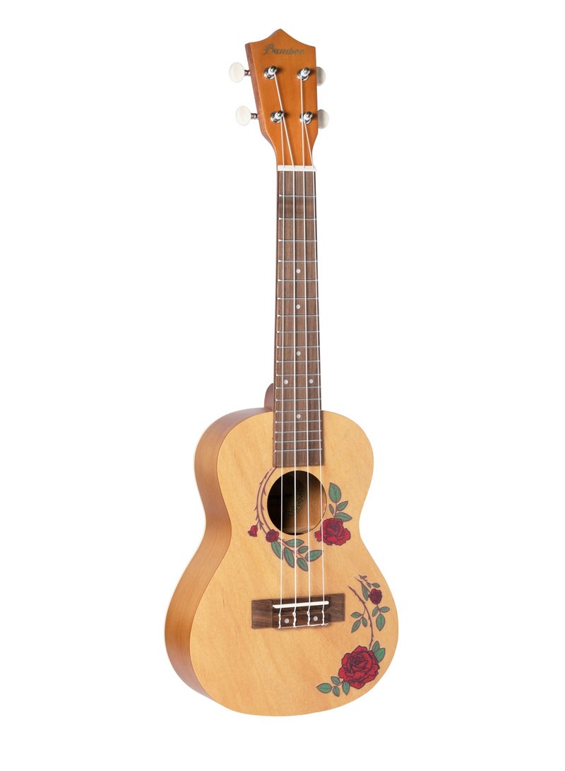 Bamboo U-23 Roses Concert Ukulele – Floral Elegance with Premium Gig Bag  - Image 3