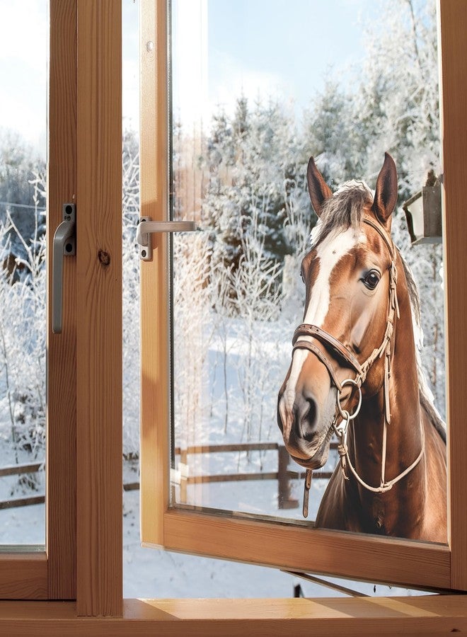 Supzone Realistic Horse Window Clings Farm Animals Window Decals Anti Collision Double-Side Static Window Stickers for Home Window Glass Door Decoration - Image 4