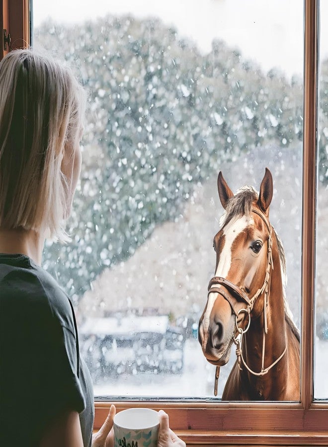 Supzone Realistic Horse Window Clings Farm Animals Window Decals Anti Collision Double-Side Static Window Stickers for Home Window Glass Door Decoration - Image 5