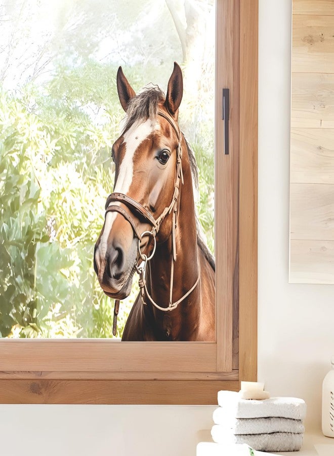 Supzone Realistic Horse Window Clings Farm Animals Window Decals Anti Collision Double-Side Static Window Stickers for Home Window Glass Door Decoration - Image 3