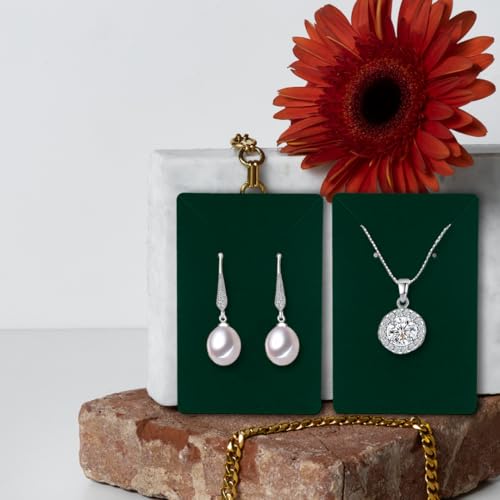 Festiko® Premium Jewellery Display Cards (Dark Green, Pack of 200 Pcs), Premium Jewellery Tags for Earring & Necklace, Rectangle Display Cards For Ornaments - Image 4