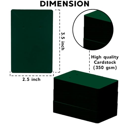 Festiko® Premium Jewellery Display Cards (Dark Green, Pack of 200 Pcs), Premium Jewellery Tags for Earring & Necklace, Rectangle Display Cards For Ornaments - Image 2