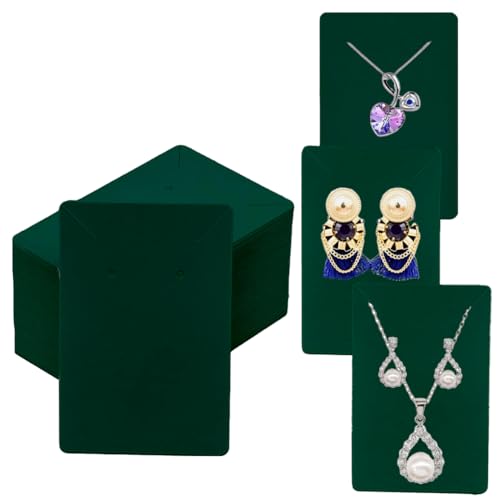 Festiko® Premium Jewellery Display Cards (Dark Green, Pack of 200 Pcs), Premium Jewellery Tags for Earring & Necklace, Rectangle Display Cards For Ornaments - Image 1