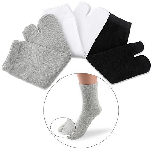 NUOLUX Cotton Socks,Toe Socks,Elastic Cotton Tabi Pack of 3, As Shown, US 5-12 - Image 1