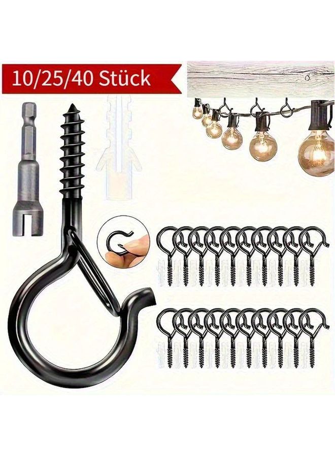 10 Heavy Duty Metal Q Hooks With Safety Lock Black For Hanging Plants Lights Bird Feeders - Image 2