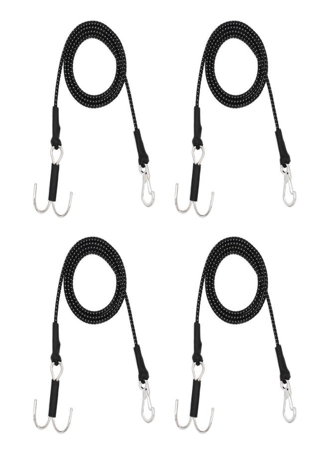 AMK 4Pcs 28in 1/10 Scale Elastic RC Crawler Tow Ropes with Hook Kinetic Winch Straps for Axial SCX10 Accessries TRX6 TRX4 Upgrades Gen7 Gen8 Tamiya D90 TF3 RC Car Boat (Black) - Image 1