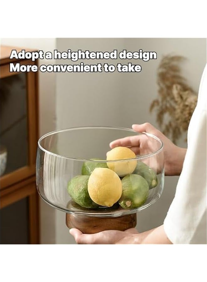 بيوينتي وعاء ثلاثي من الزجاج المقوى سعة 127 اونصة مع حامل من خشب الاكاسيا - مجموعة تقديم من 3 قطع للكيك والحلويات والسلطات - وعاء عرض امن للغسل في غسالة الصحون ومقاوم للكسر لحفلات الزفاف والحفلات والعطلات - Image 4