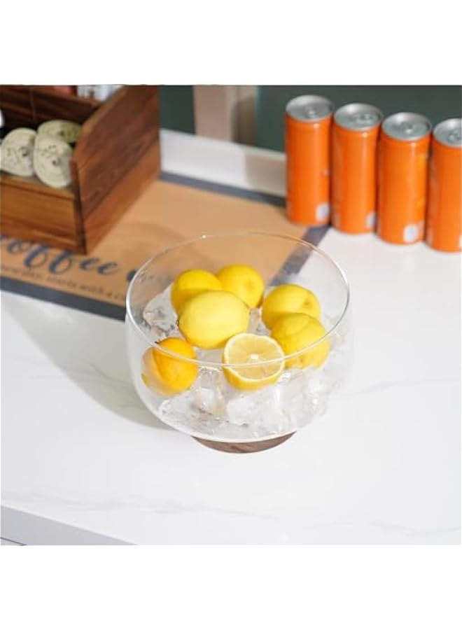 بيوينتي وعاء ثلاثي من الزجاج المقوى سعة 127 اونصة مع حامل من خشب الاكاسيا - مجموعة تقديم من 3 قطع للكيك والحلويات والسلطات - وعاء عرض امن للغسل في غسالة الصحون ومقاوم للكسر لحفلات الزفاف والحفلات والعطلات - Image 5