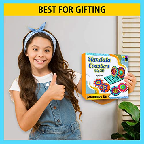SWAGSTATION Wood Mandala Art Kit for Kids & Adults |DIY Craft Kit for Boys, Girls, Sister, Brother | Birthday, Rakhi, Return Gift Ideas | Paint Your Own Coasters | Festive Gift Art Kit, Brown - Image 2