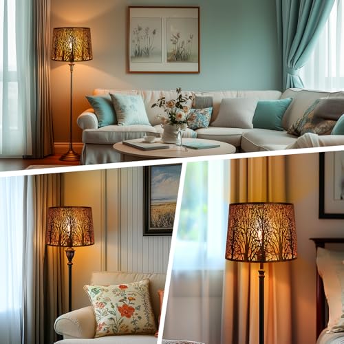 ALUCSET Large Metal Lampshade Forest Etching Forest Lamp Shade Pattern 12'' Top × 14'' Bottom × 10" Height Fits For Table Lamps and Floor Lamps Spider Fitter - Image 2