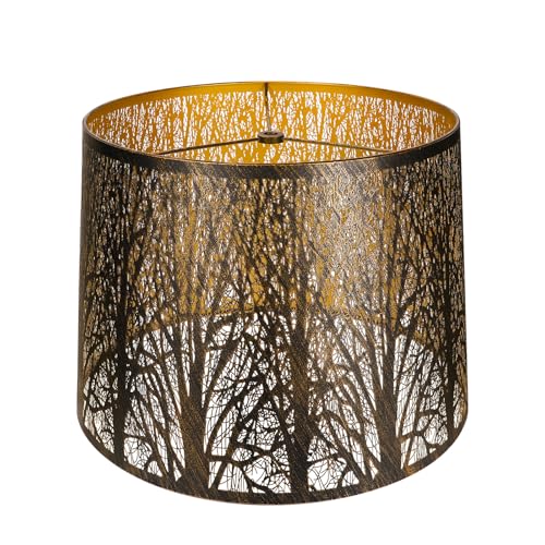 ALUCSET Large Metal Lampshade Forest Etching Forest Lamp Shade Pattern 12'' Top × 14'' Bottom × 10" Height Fits For Table Lamps and Floor Lamps Spider Fitter - Image 1