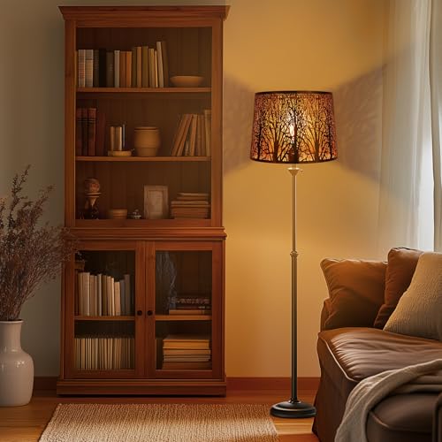 ALUCSET Large Metal Lampshade Forest Etching Forest Lamp Shade Pattern 12'' Top × 14'' Bottom × 10" Height Fits For Table Lamps and Floor Lamps Spider Fitter - Image 3