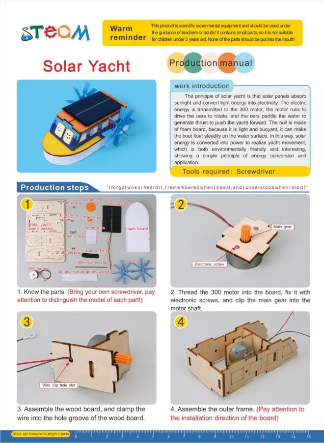 Fatio STEM Toy, Wooden Boat, Solar-Powered Montessori Toy, DIY 3D puzzle, eco-friendly, handmade, educational toy - Image 3