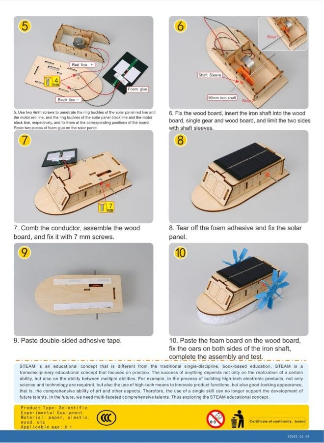 Fatio STEM Toy, Wooden Boat, Solar-Powered Montessori Toy, DIY 3D puzzle, eco-friendly, handmade, educational toy - Image 4