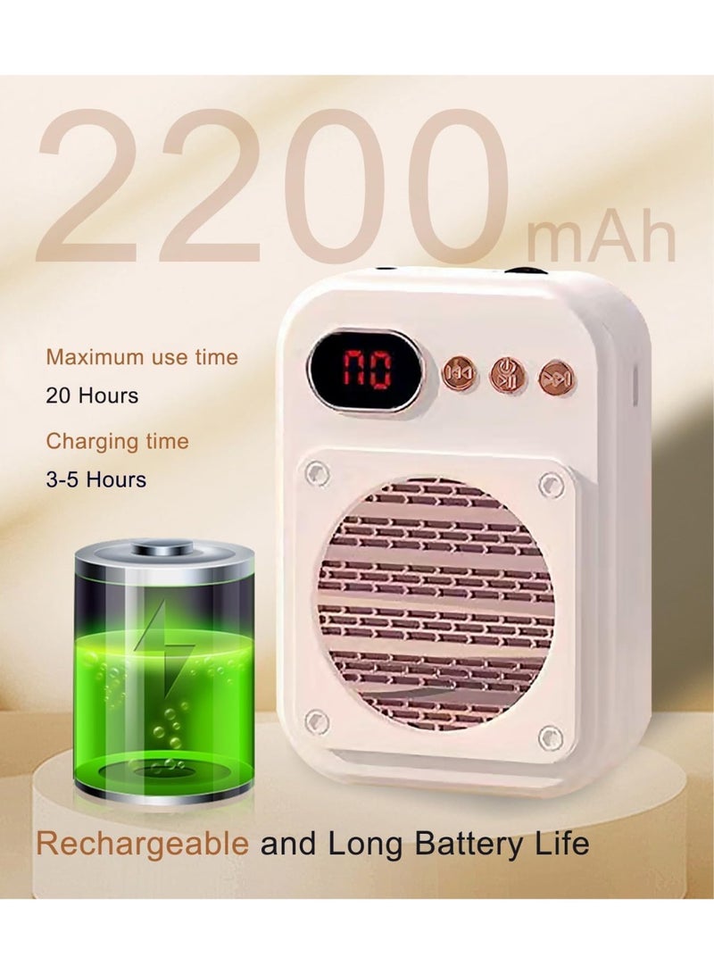 Portable Voice Amplifier S25 PA System with Wired Microphone & Speaker, Bluetooth 5.0, TF Card - Cloud Rock White - Image 3