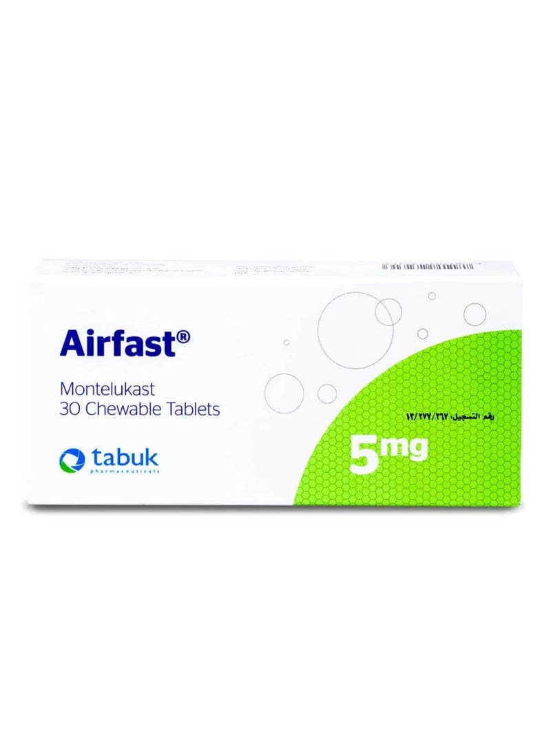Airfast 5 mg Montelukast Chewable Tablets 30 Count - Image 1