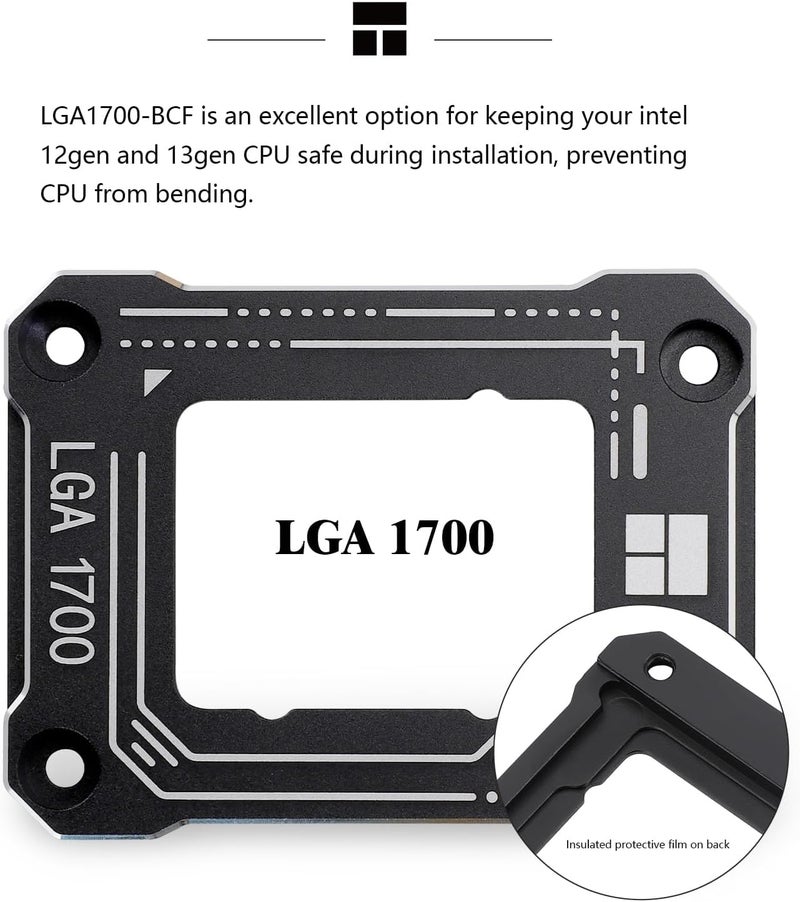 إكسفور لإطار دعامة الانحناء من Intel الجيل الثاني عشر/الثالث عشر LGA 1700، دعامة استبدال CPU Snap / أداة تصحيح انحناء إجهاد CPU من الألومنيوم، قياسي للمبردات (أسود) - Image 3