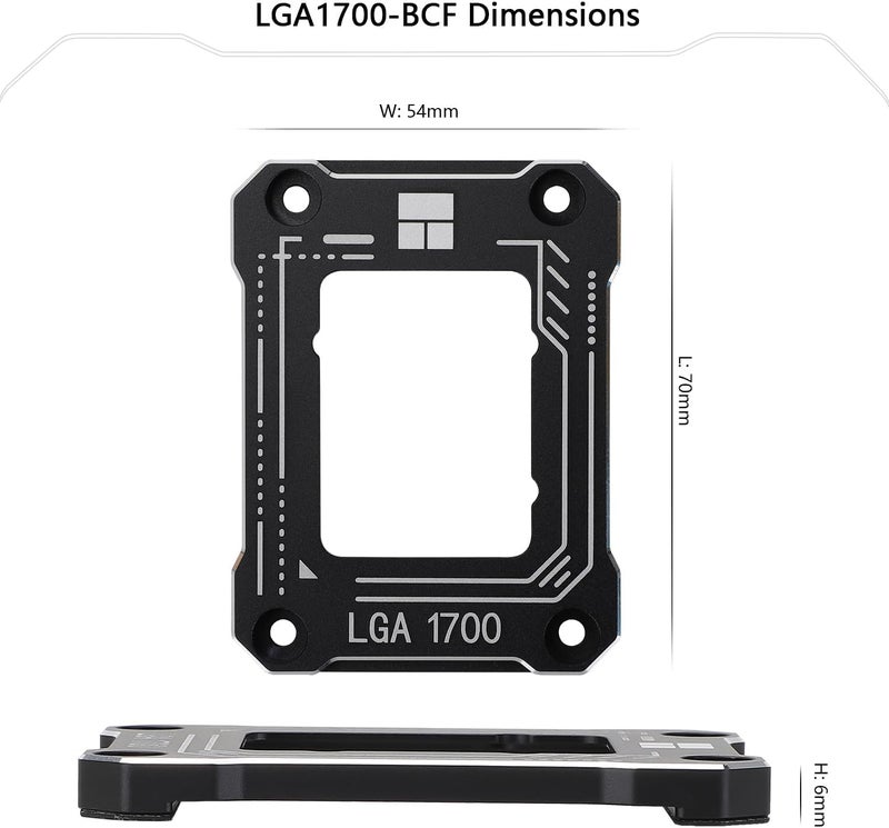 إكسفور لإطار دعامة الانحناء من Intel الجيل الثاني عشر/الثالث عشر LGA 1700، دعامة استبدال CPU Snap / أداة تصحيح انحناء إجهاد CPU من الألومنيوم، قياسي للمبردات (أسود) - Image 4