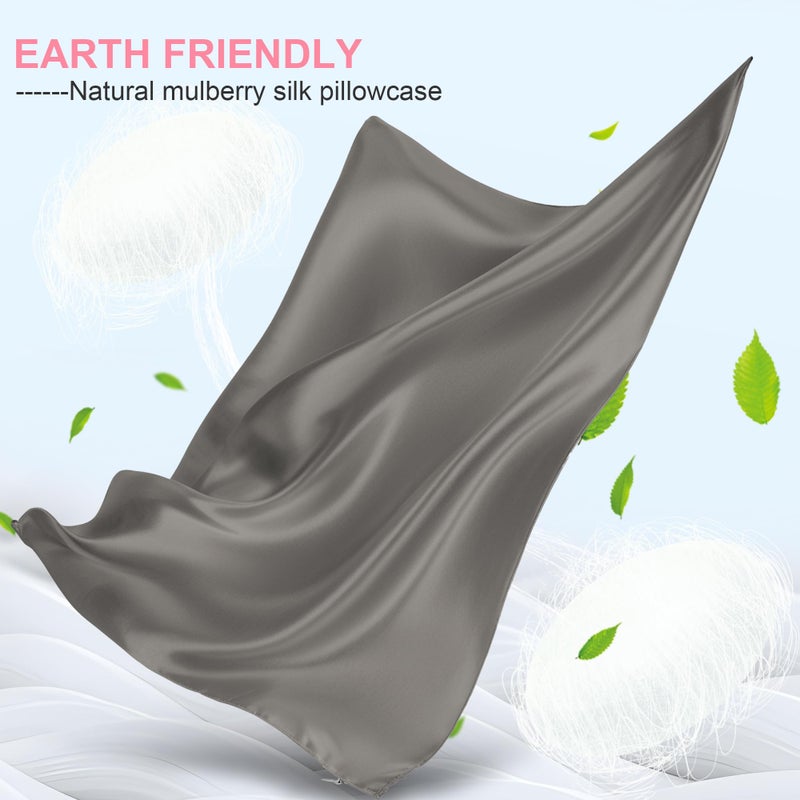 LYSHIN Mulberry Silk Pillow Cases Queen Size with Hidden Zipper  Ultra Smooth and Soft Breathable Cooling Silk Satin Pillowcase for Hair and Skin  Gifts for Women Men (Dark Grey  20x30 Inches  1 Pack) - Image 2